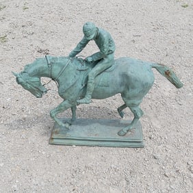 Bronze Garden Statue Horse and Jockey