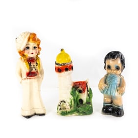 (3) Vintage Chalkware Carnival Kewpie Dolls