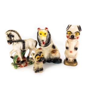 (4) Vintage Chalkware Carnival Kewpie Dolls