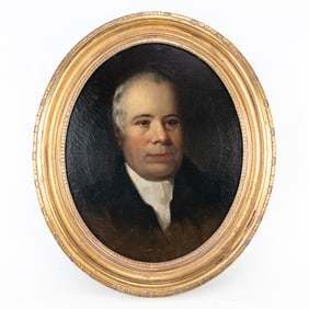 Early 19th C Oval Portrait in Gilt Frame