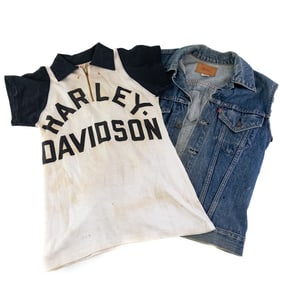 Levi Jean Vest with Harley Patch & Harley Shirt