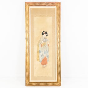 Antique Japanese Silk Painting Geisha "Bijin-ga"