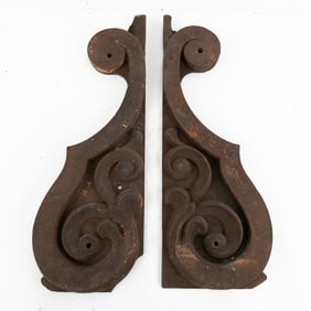 Two Victorian Cast Iron Brackets