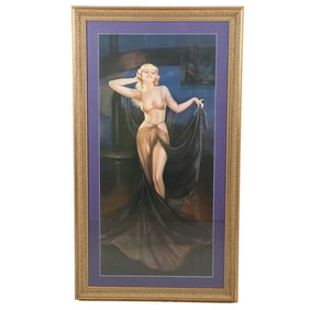 Vintage Framed 1930s Pin-Up Print Unknown Artist