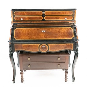 Palliard Style Cylinder Inlaid Music Box Desk