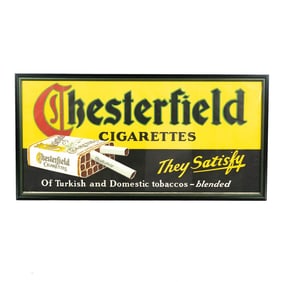 Framed Chesterfield Cigarette Banner Sign