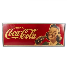 Huge 1940s Coca-Cola Cardboard Sign