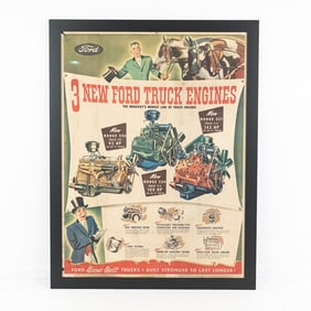 1948 Ford Dealer "3 New Ford Truck Engines" Framed