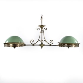Large Brass 2 Arm Bar / Pool Table Light Fixture