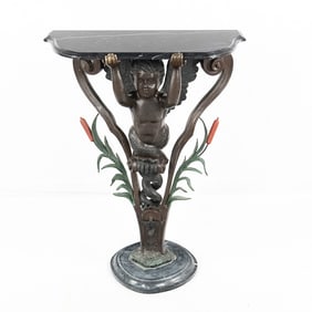 Figural Bronze & Marble Console Table