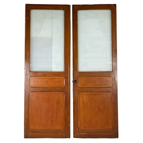 Vintage Double Doors with Etched Glass