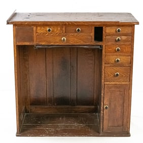 Antique Oak Jewelers Watchmakers Workbench Desk