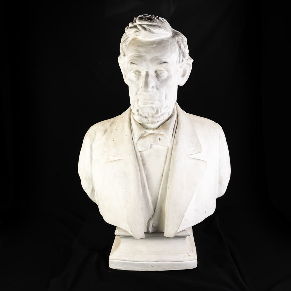 Early 1900's Abraham Lincoln Bust: Pedestal bust of Abraham Lincoln. Early 1900's plaster with a few small chips.. See photos. 33" x 23"