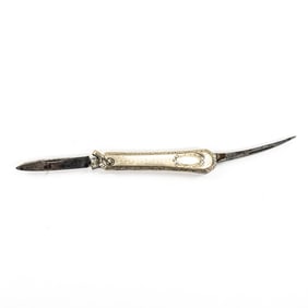 10K White Gold Handled Pocket Knife
