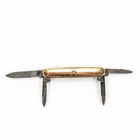 10K Gold Handled Pocket Knife W/ Diamond Accent