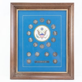 US Silver Dollar Framed Display w 18 Silver Dollar