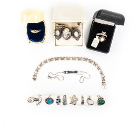 14k Diamond Ring Sterling Cameo Set &More Sterling