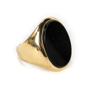 Men's 14k Yellow Gold Black Onyx Signet Ring