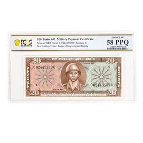 $20 Series 681 Military Payment Certificate PCGS58