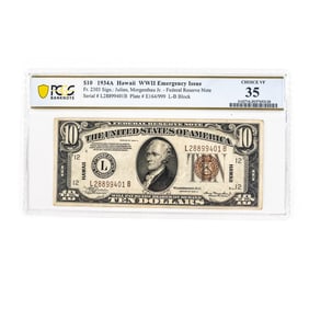 $10 1934A Hawaii WWII Emergency Issue Bill