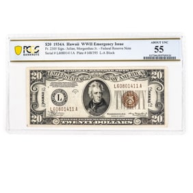$20 1934-A Hawaii WWII Emergency Issue FRN Bill