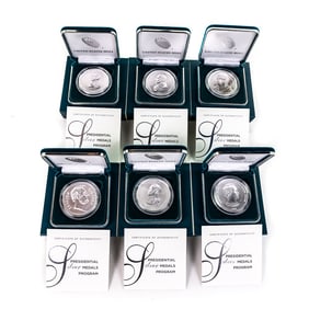 (6) US Mint Presidential Silver Medals w OGP