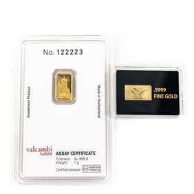 (2) 1 Gram 999.9 Fine Gold Fractional Bullion