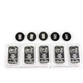(5) Silver Towne 1oz .999 Fine Silver & Fractional