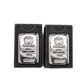 (2) Germania Mint 100 Gram 999.9 Silver Loafs