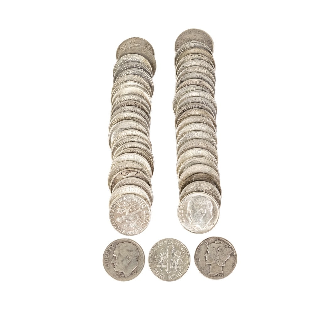 (51) Assorted Mercury & Roosevelt Silver Dimes 10C (1 of 4)