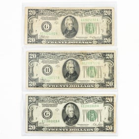 1928 & (2) 1934 $20 Dollar Federal Reserve Notes