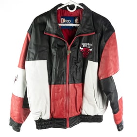 1990s Pro Player Chicago Bulls Leather Jacket Sz M