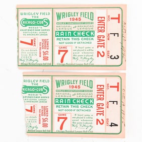 '45 Wrigley Field World Series Game 7 Ticket Stubs