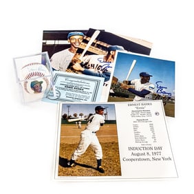 Ernie Banks Autographed Baseball & Photos