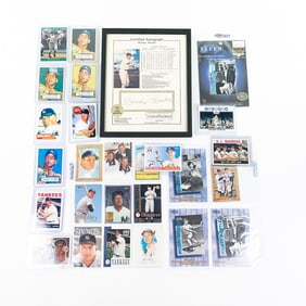 Mickey Mantle Autographed Stat Sheet & Cards ++