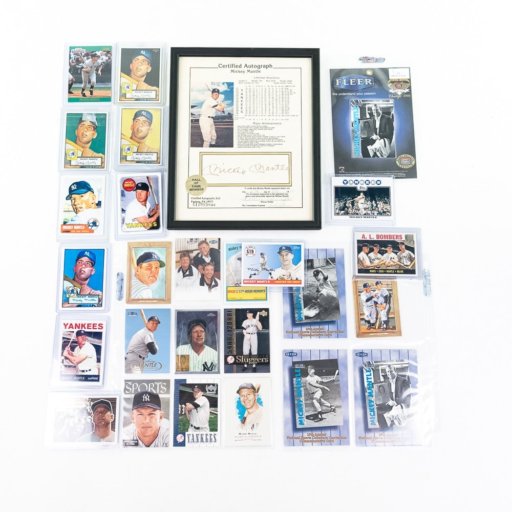 Mickey Mantle Autographed Stat Sheet & Cards ++ (1 of 6)