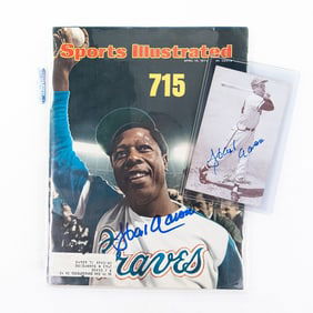 Hank Aaron Auto Signed '63 Exhibits & '74 S. I.