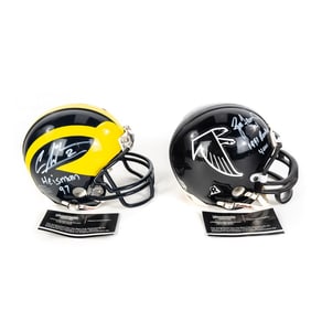 Brett Favre & Charles Woodson AUTO Mini Helmets