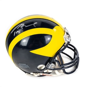 Tom Brady AUTOGRAPHED Michigan Mini Helmet
