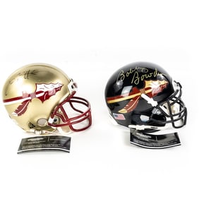 Deion Sanders & Bobby Bowden AUTO Mini Helmets