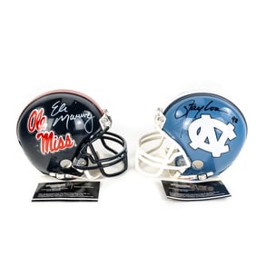 Lawrence Taylor & Eli Manning AUTO. Mini Helmets