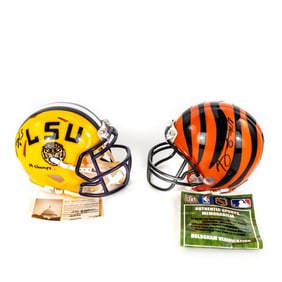 Joe Burrow & AC Green AUTOGRAPHED Mini Helmets