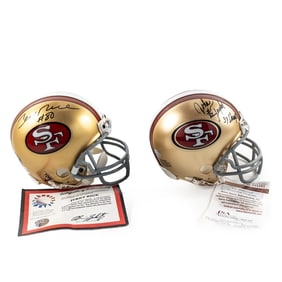 Jerry Rice & John Taylor AUTOGRAPHED Mini Helmets