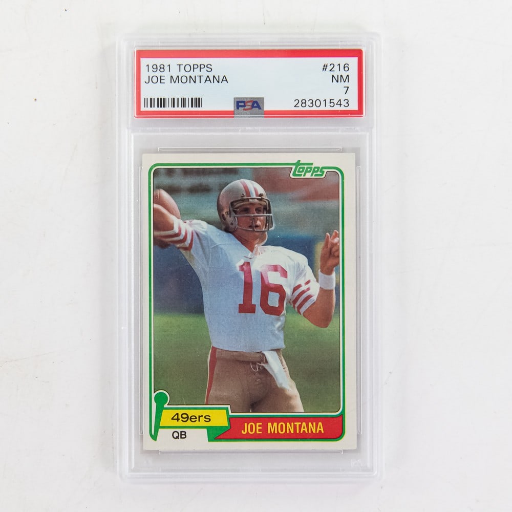1981 Topps #216 Joe Montana RC PSA 7 NM (1 of 2)