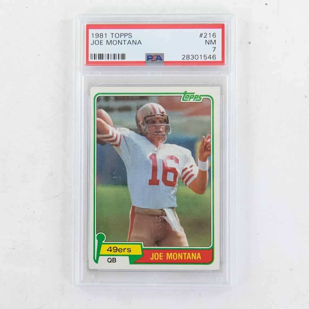 1981 Topps #216 Joe Montana RC PSA 7 NM (1 of 2)