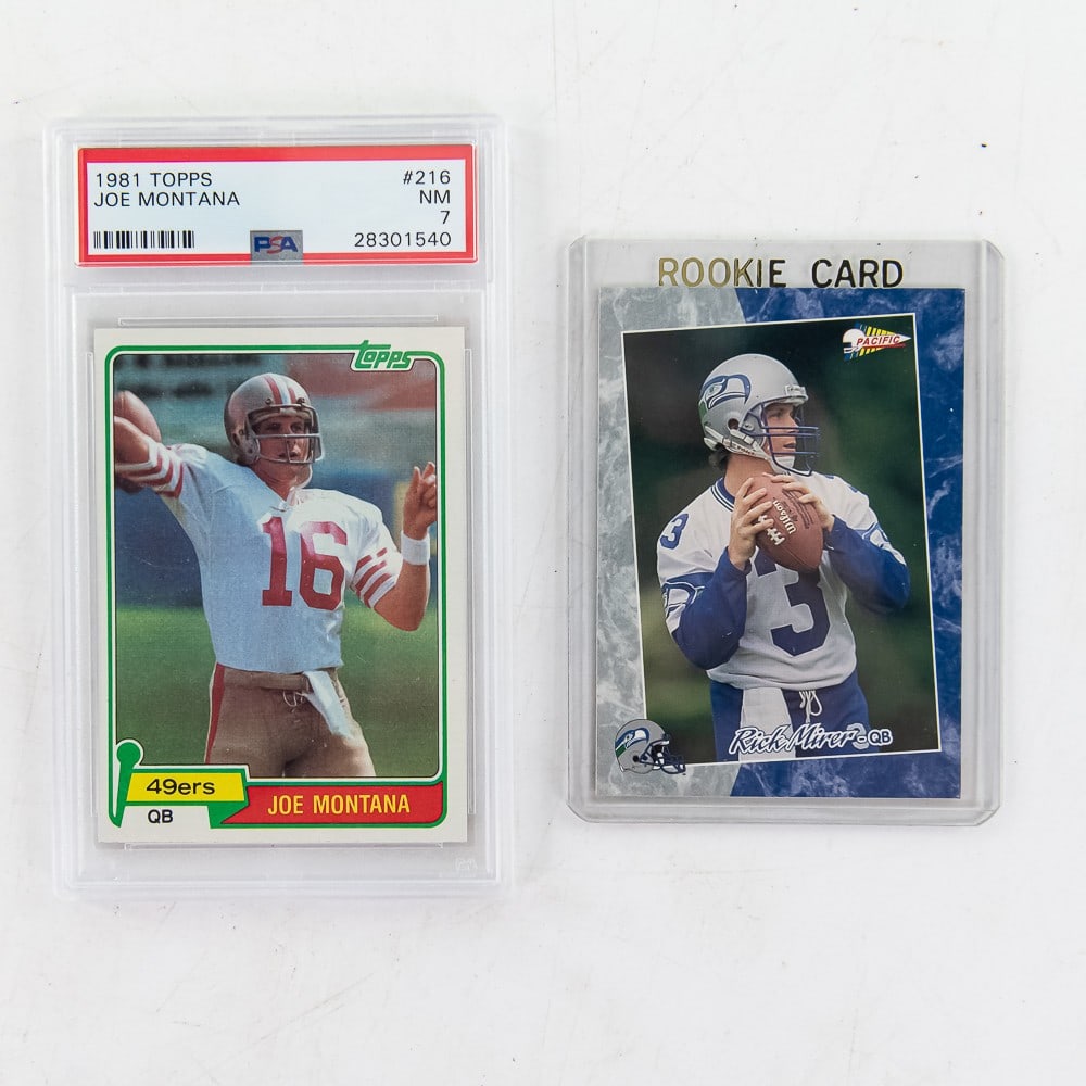 1981 Topps Joe Montana #216 PSA 7 NM & Rick Mirer (1 of 2)