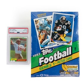 '81 Topps Montana RC PSA 4 & '93 Topps NFL Wax Box