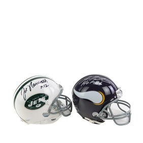 J. Namath & F. Tarkenton AUTOGRAPHED Mini Helmets