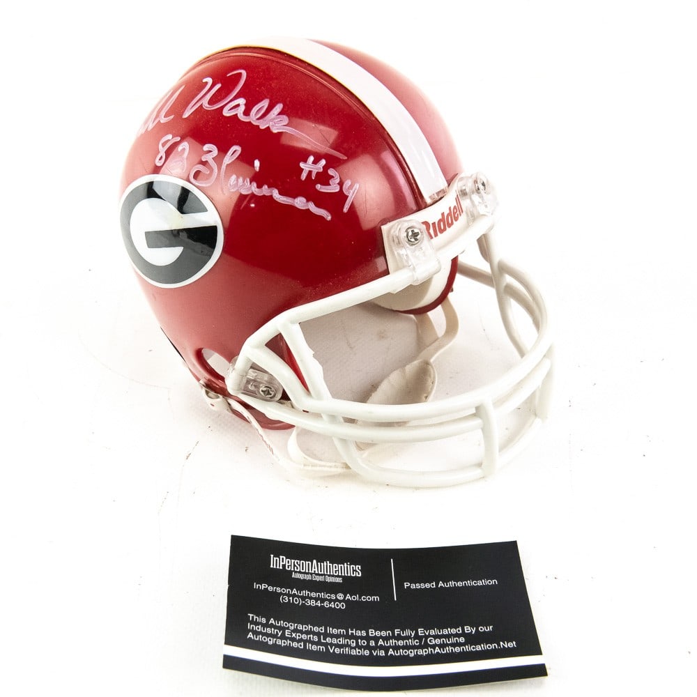 Hershel Walker 82 Heisman AUTO Bulldog Mini Helmet (1 of 8)