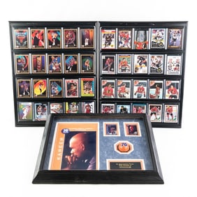 Jabbar Framed Promo & 2 NBA NHL Sport Card Display